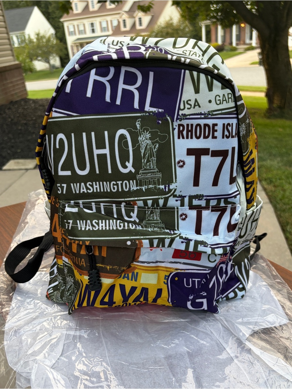 License Plate Print Packable Mini Backpack New With Tags
